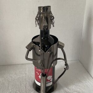 Silver Sculptural Wine Bottle Holder Bar Accessory